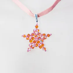 Pendant 40cm - Cassiopeia-Pale pink Suede - Pendant 40cm - Laiton argenté